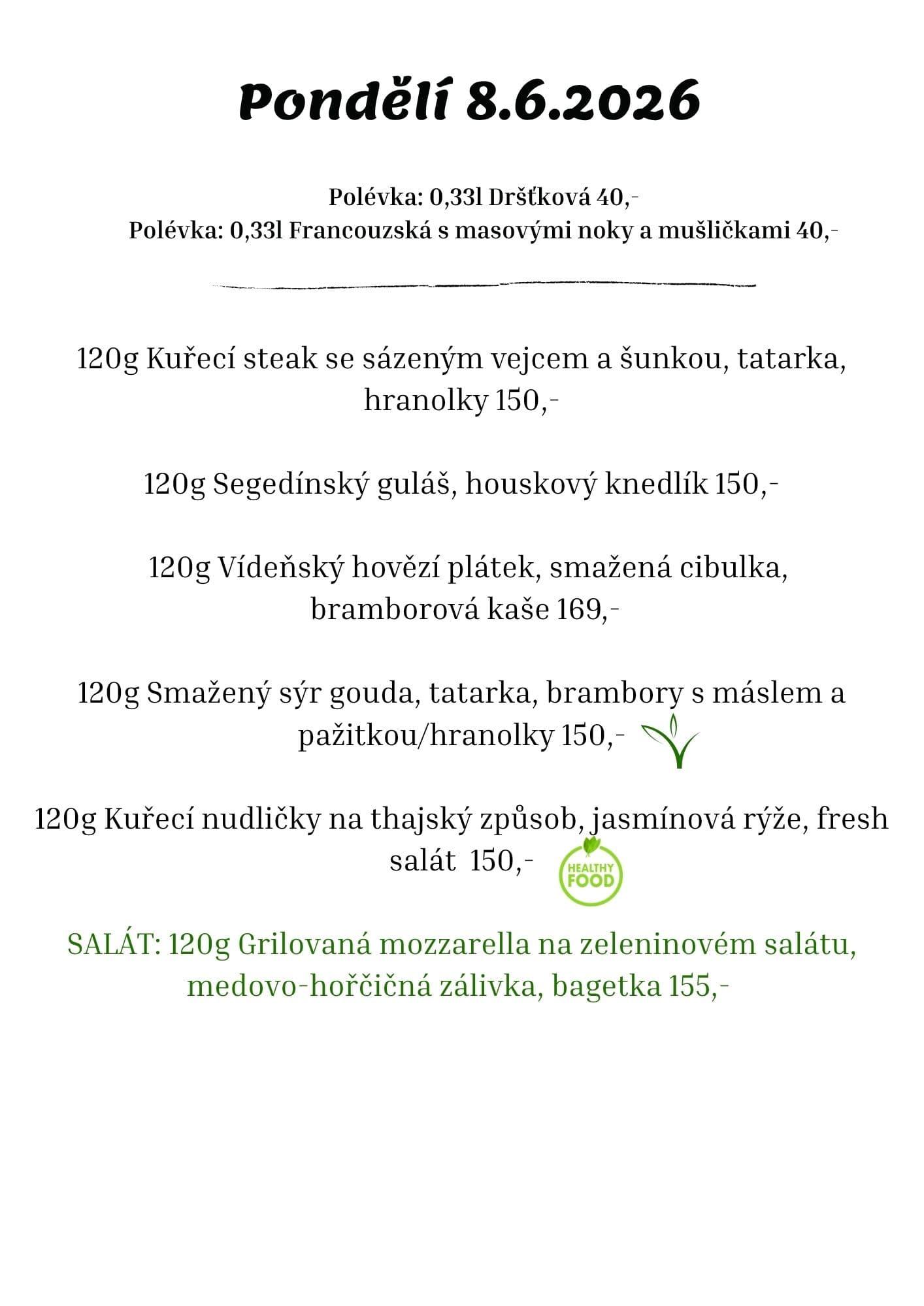 Polední menu — Pondělí